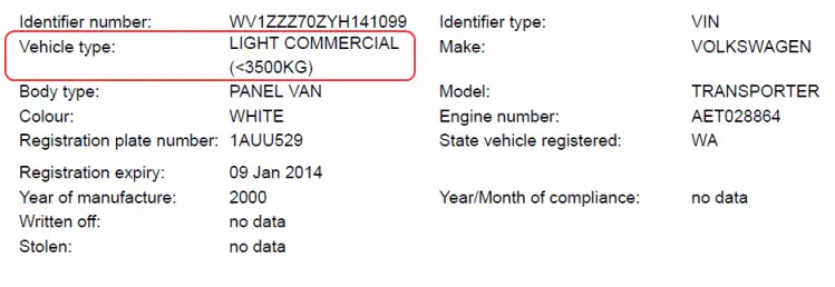 Example - Commercial Vehicle Report
